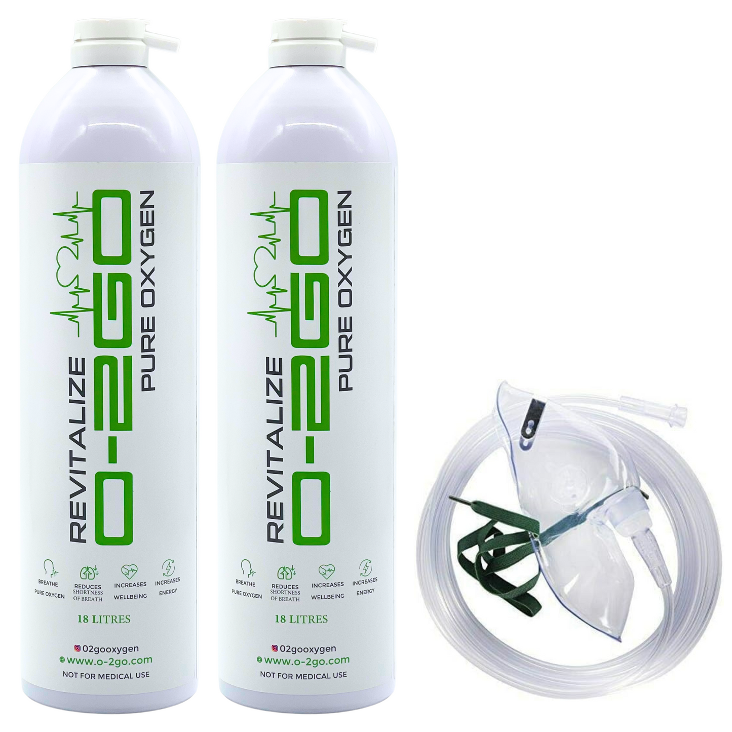 O2GO 18L Oxygen Can with Mask and Tube 36L (2 x 18L CAN)