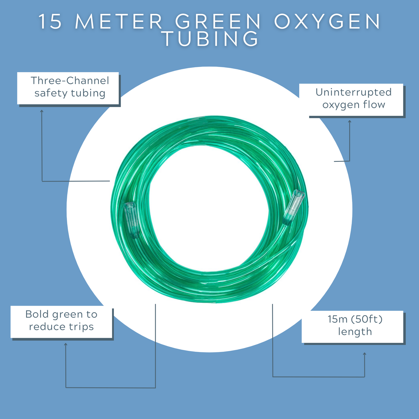 Oxygen Tubing 15 Metre Green 2050G