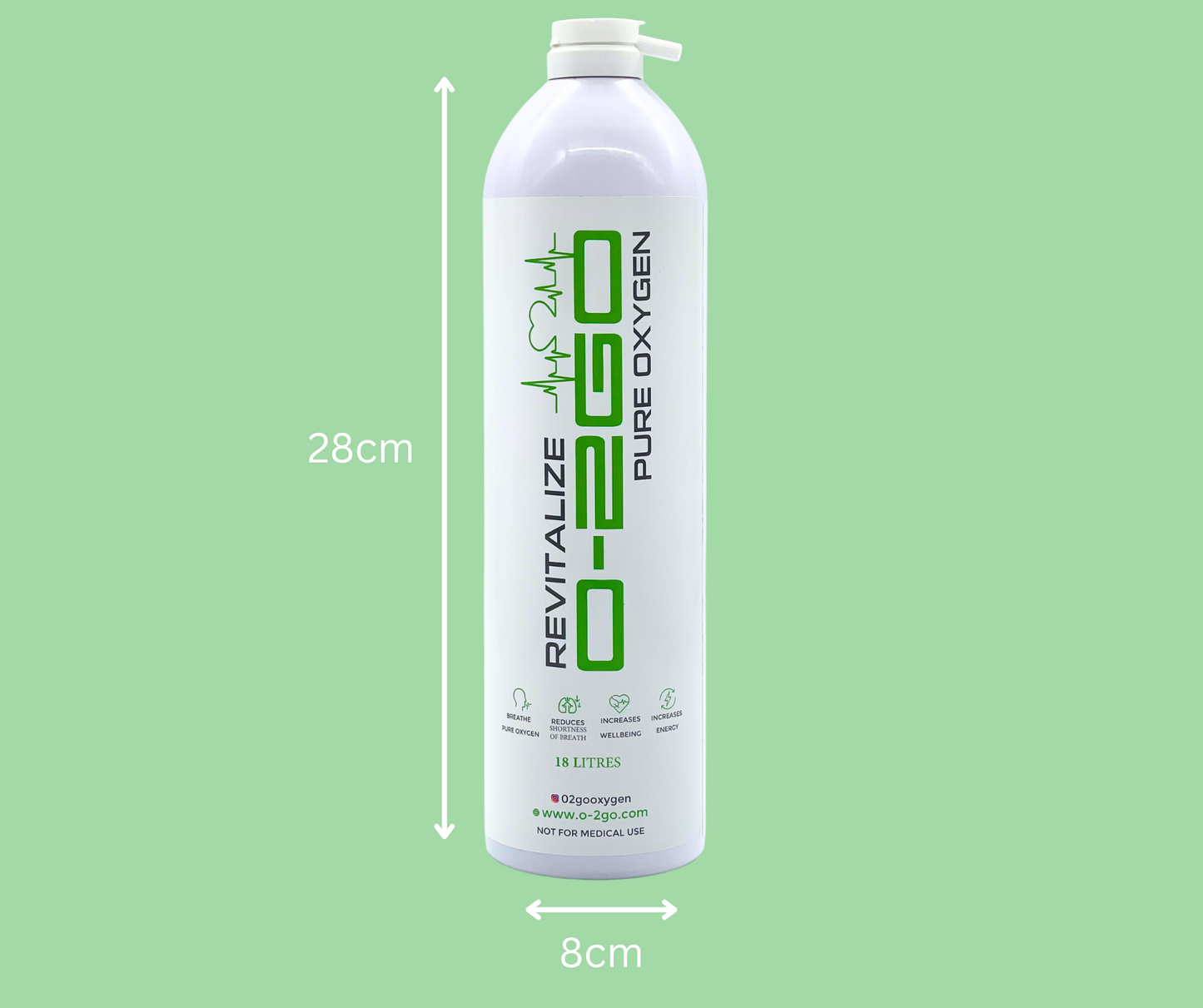 O2GO Oxygen Can with Mask and Tube 54L (3 x 18L CAN)