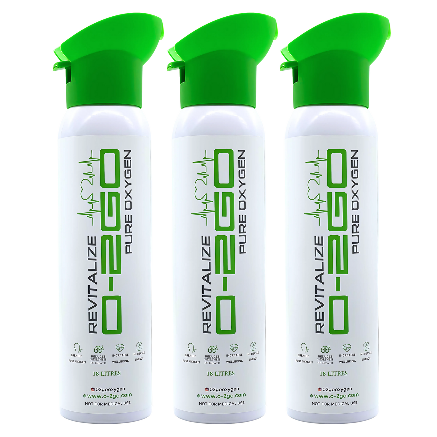 O2GO 18L Oxygen Can with Inhaler Cap 54L (3 x 18L CAN)