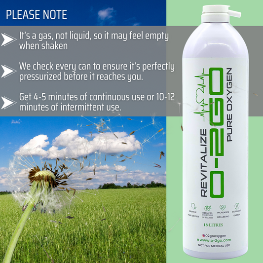 O2GO Oxygen Can with Mask and Tube 54L (3 x 18L CAN)