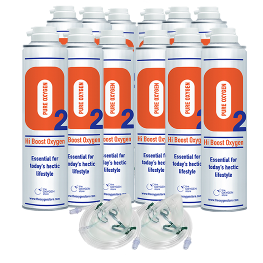 Hi Boost 10 Litre Oxygen Can Inc 1.8M Tubing & Mask x 12