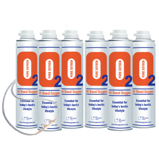 6 X O2 10 Litre Oxygen Cans Inc 2 x 1.8M Tubing & Nasal Cannula - The Oxygenstore