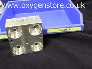 Airsep Onyx Valve Block, Non Anodised, Ss Plugs, No Press. Tap VA290-3 - The Oxygenstore