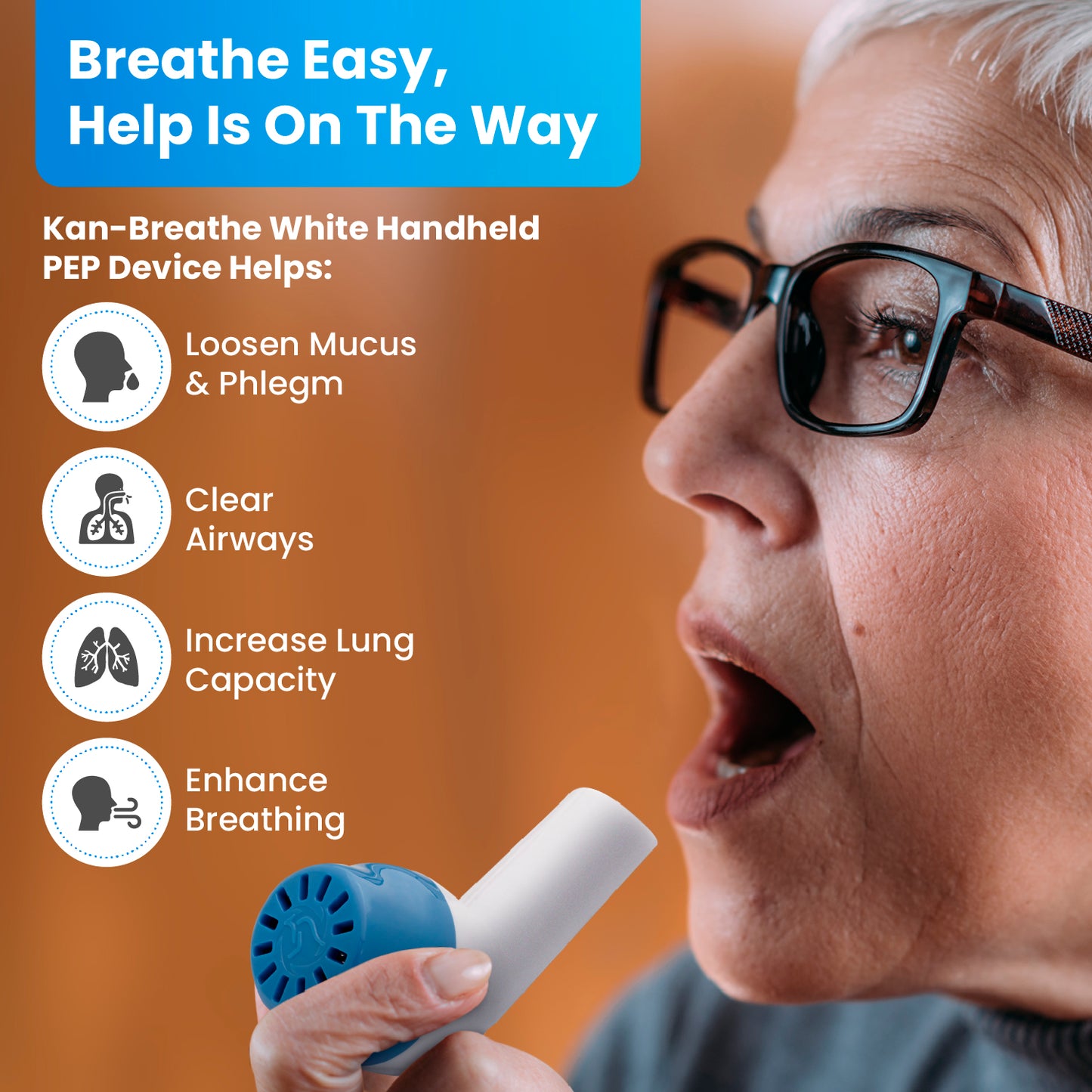 KANBREATHE Lung Exerciser/Airway Clearance PEP Device for Average Lung Capacity