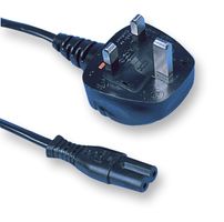 UK Plug to Figure-8; (C7) Type Mains Lead 2m Black - The Oxygenstore
