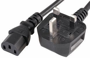 2m UK Mains Plug to IEC C13 Socket Lead, Black - The Oxygenstore