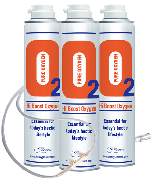 3 X O2 10 Litre Oxygen Can Inc 1 x 1.8M Tubing & Nasal Cannula - The Oxygenstore