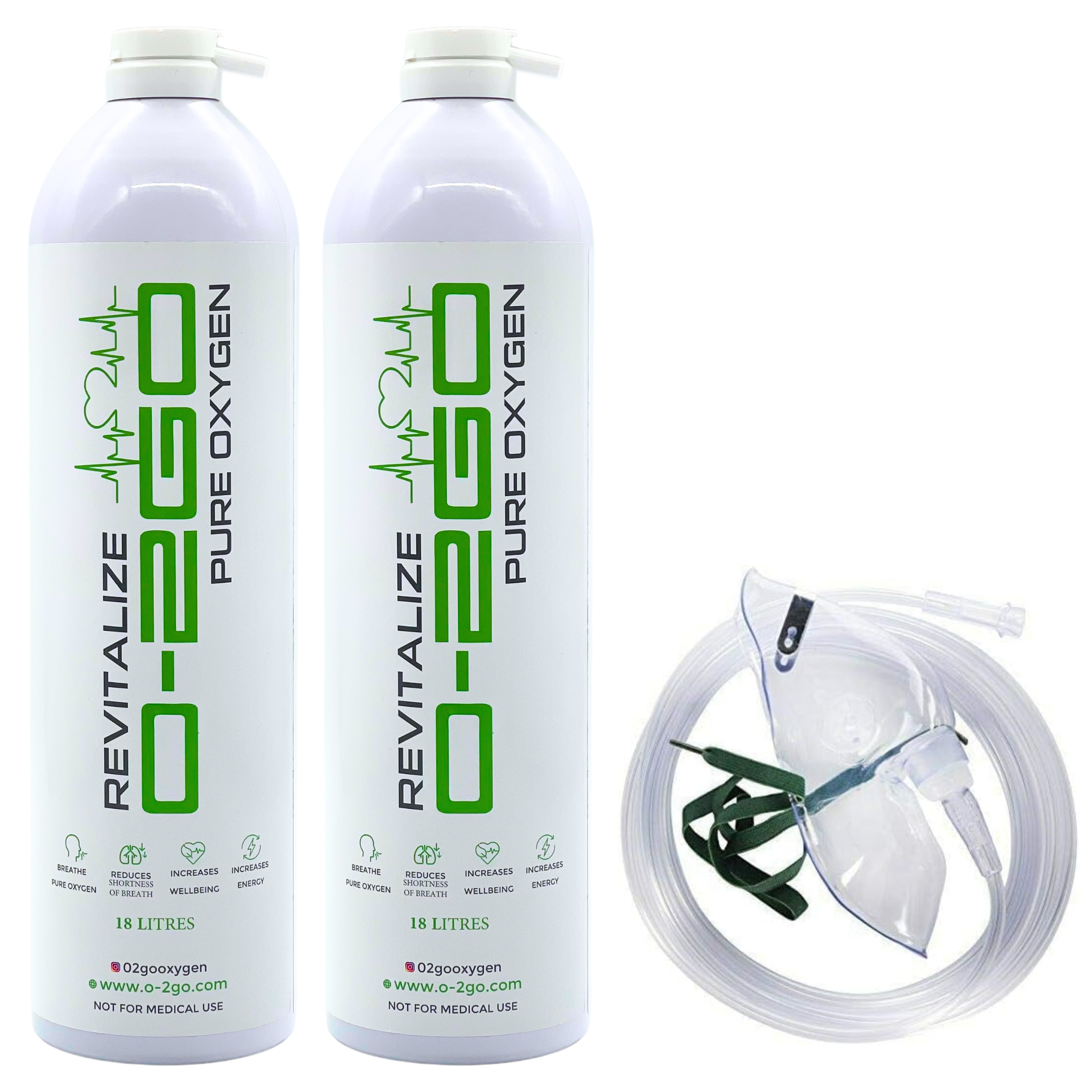 O2 Go O2GO 18L Oxygen Can with Mask & Tube (2 Pack) – Instant Energy – Oxygen ...