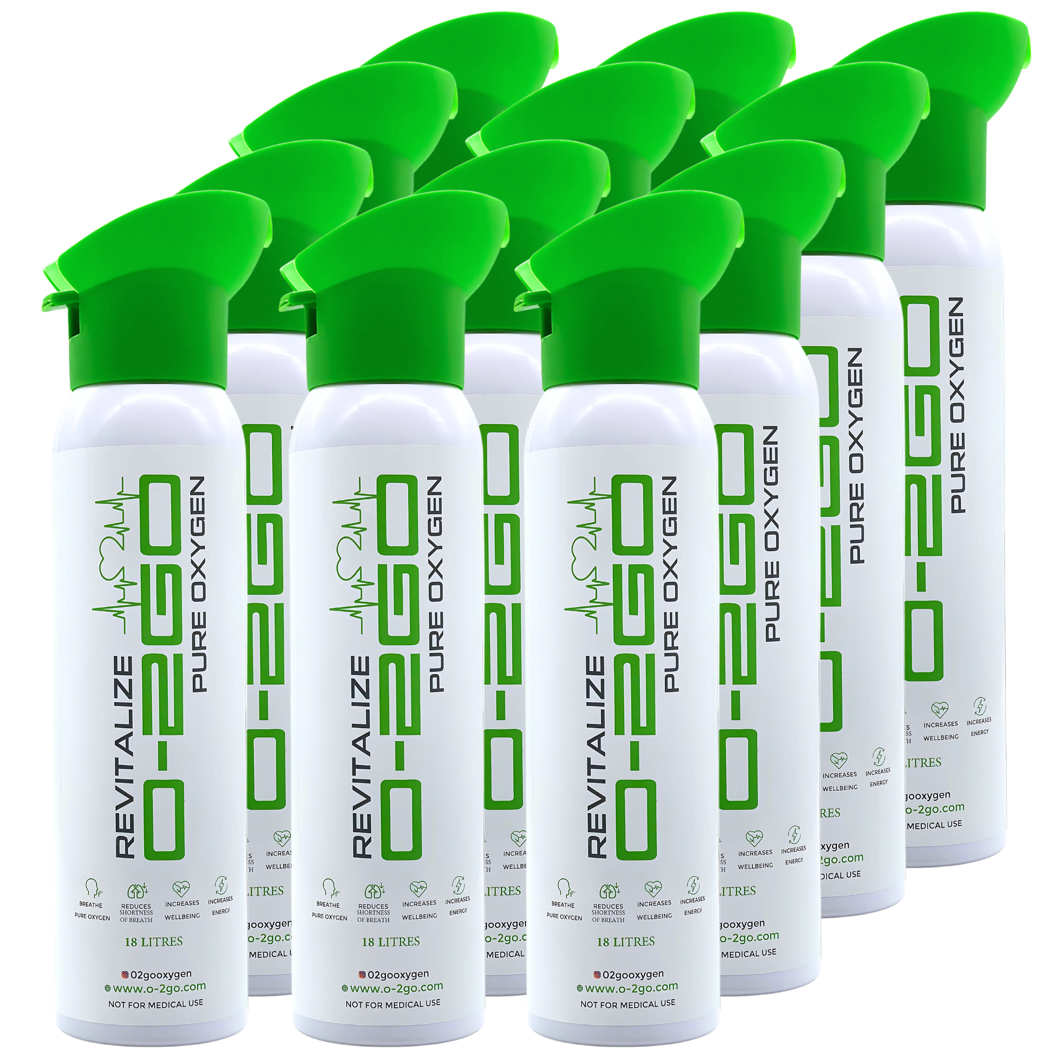 O2 Go O2GO 18L Oxygen Can with Inhaler Cap (12 Pack) – Pure Oxygen – Oxygen ...